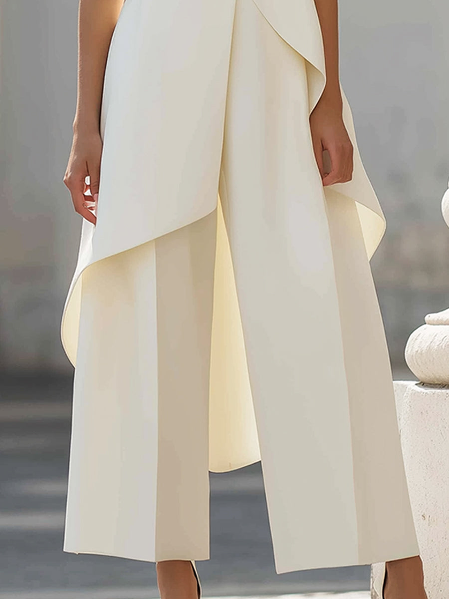Catalina | Tuta elegante con collo alto e drappeggio asimmetrico