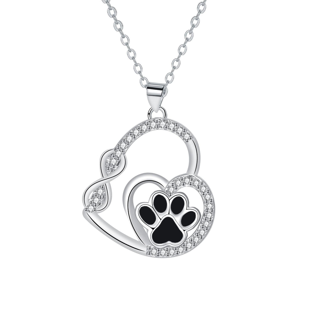 Collana con pendente a forma di doppia impronta di zampa d'amore infinito
