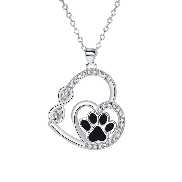 Collana con pendente a forma di doppia impronta di zampa d'amore infinito