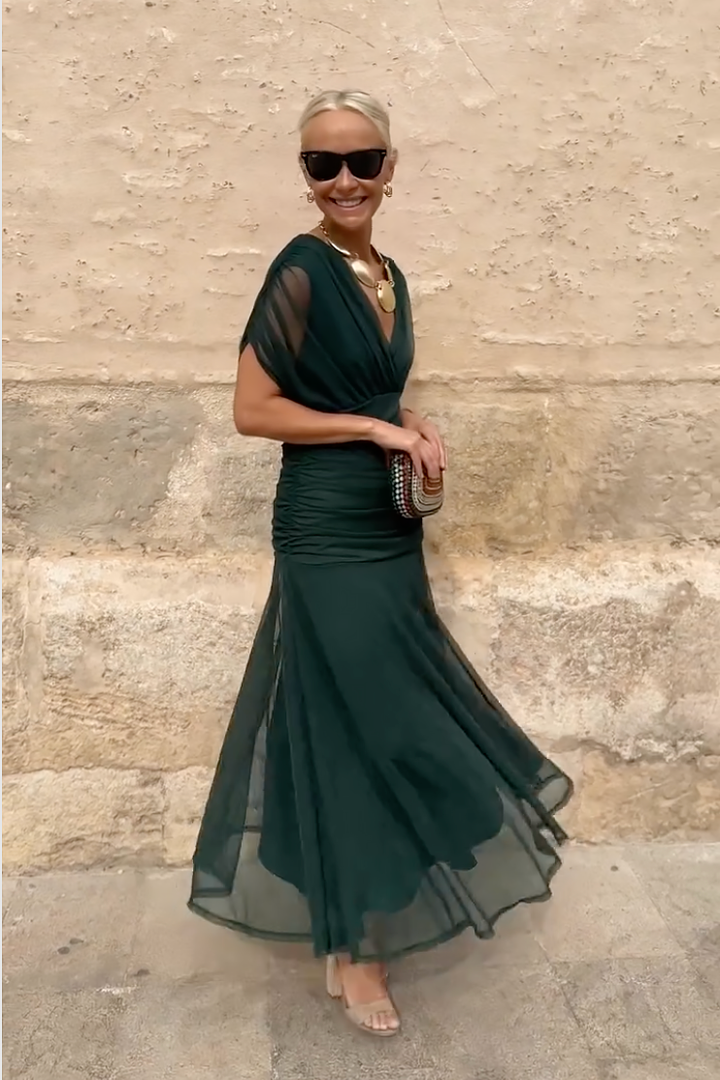 Louise | Elegante abito lungo da festa con scollo a V