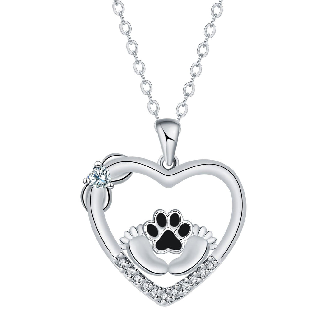 Collana con impronta di zampa di cane Little Feet e zirconi