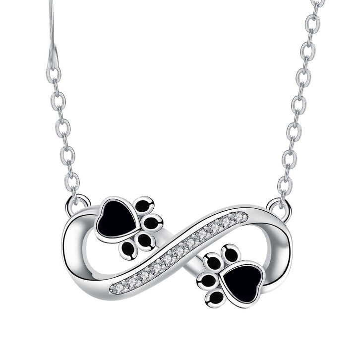Collana Infinity con impronta di zampa e zirconi