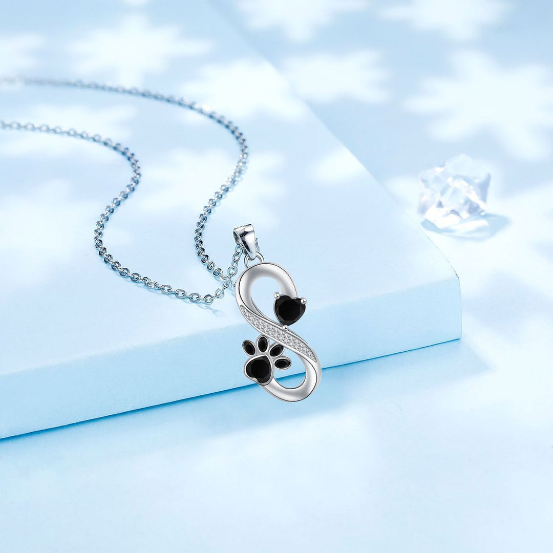 Collana con simbolo infinito Cuori Impronta di zampa