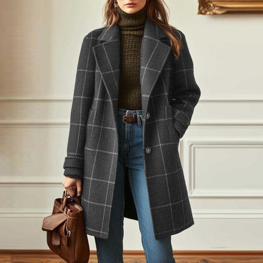 Velvara | Cappotto Elegante a Quadri in Lana