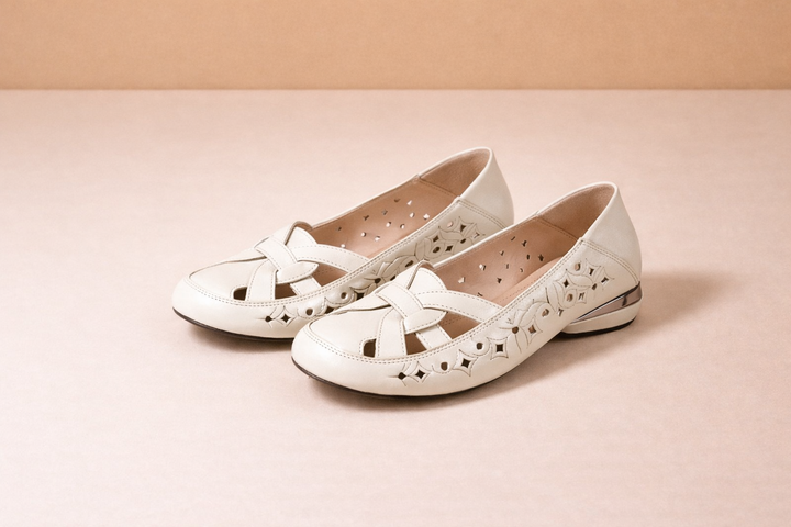 Lucia | Ballerine intrecciate in pelle con dettagli traforati