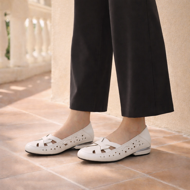 Lucia | Ballerine intrecciate in pelle con dettagli traforati