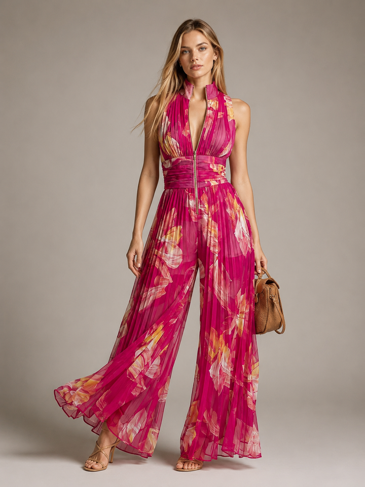 Leila | Tutina plissettata a fiori fucsia™