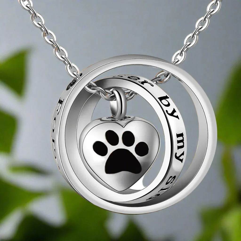 Collana con urna in acciaio inossidabile a forma di zampa