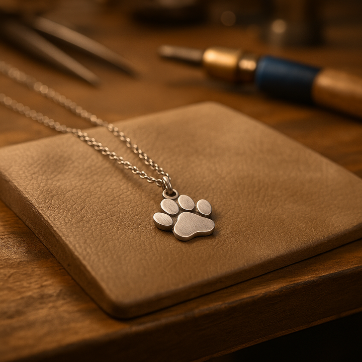 Elegante collana con ciondolo a forma di zampa in argento