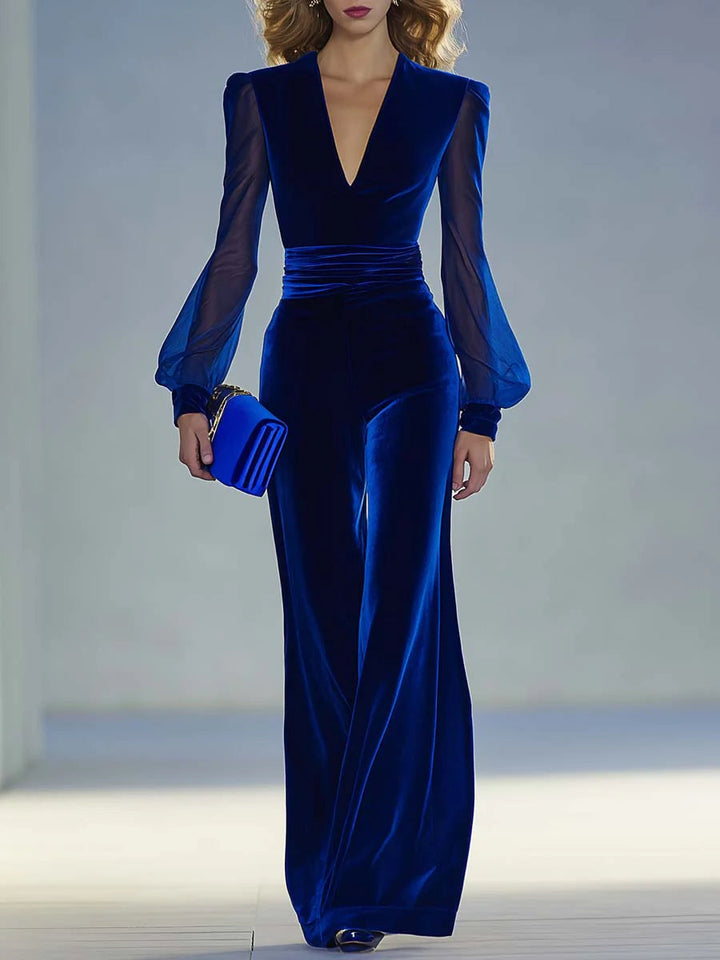 Sabrina - Jumpsuit in velluto con scollo a V elegante