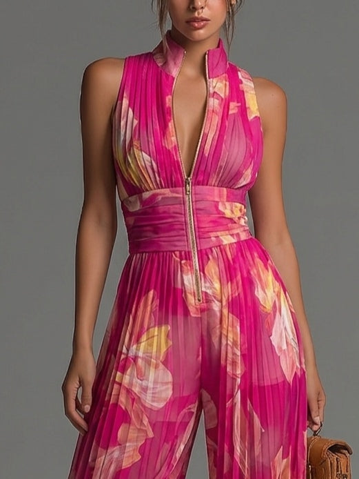 Leila | Tutina plissettata a fiori fucsia™