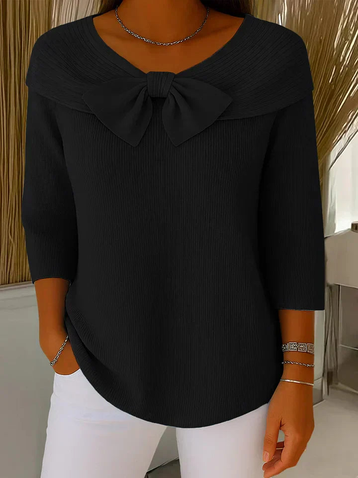 Clara | Maglia Elegante con Fiocco in Maglia Morbida