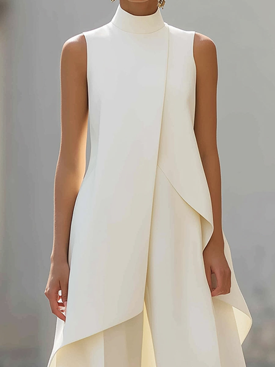 Catalina | Tuta elegante con collo alto e drappeggio asimmetrico