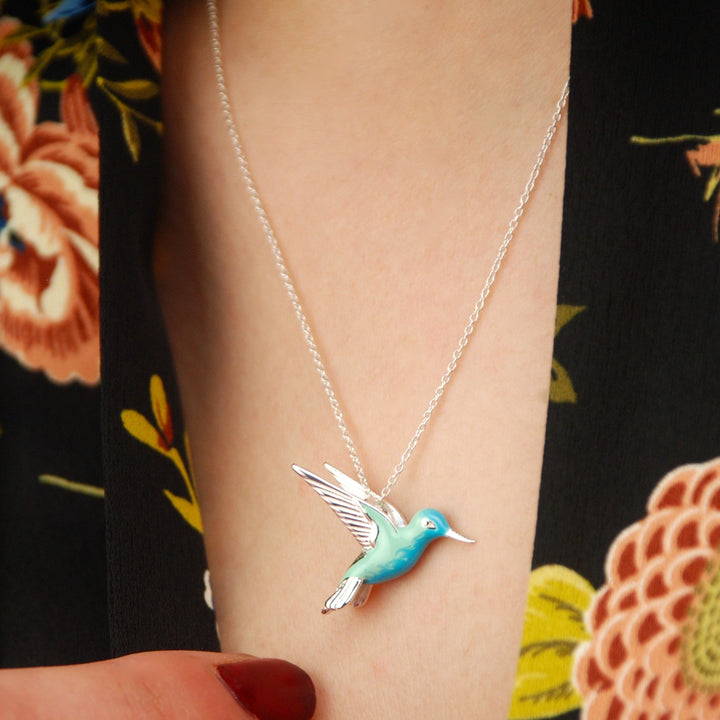 Collana con colibrì in argento sterling smaltato