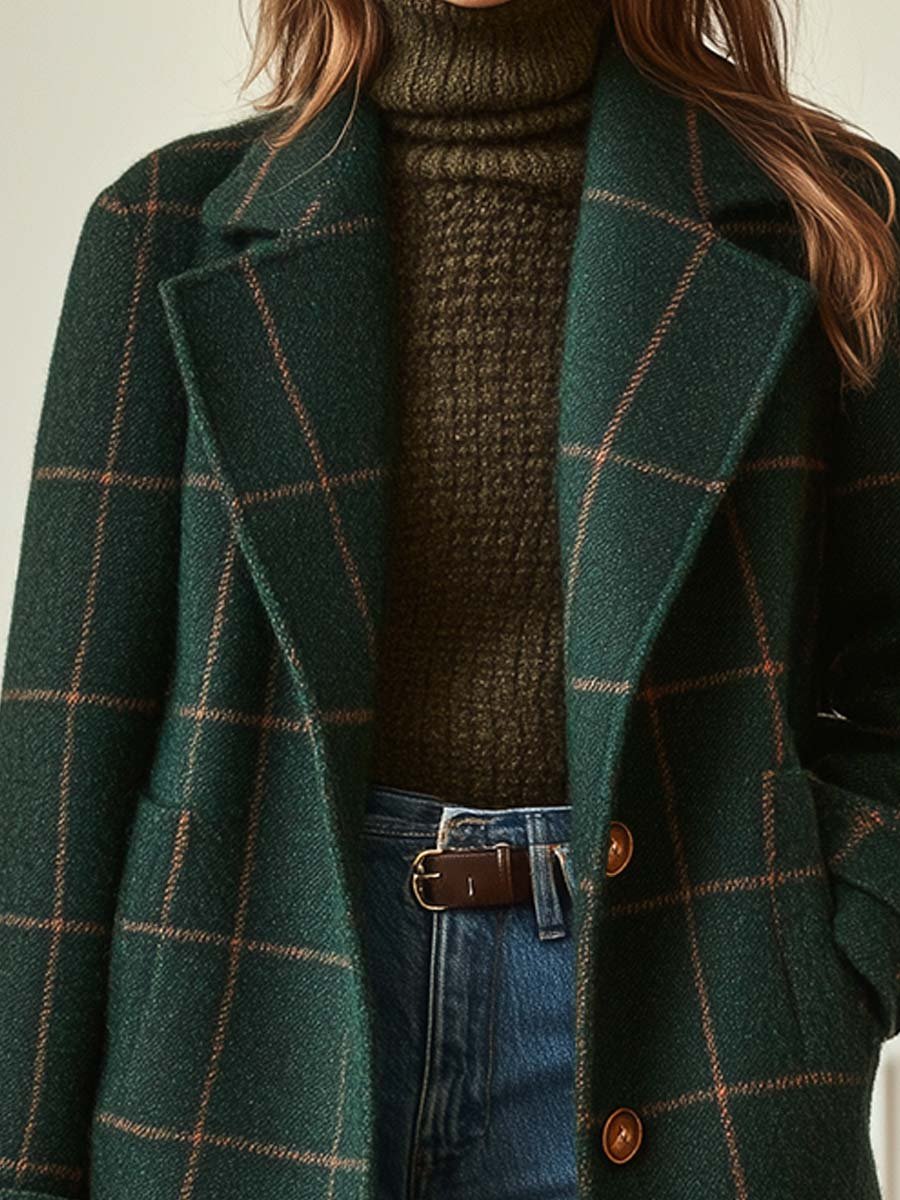 Velvara | Cappotto Elegante a Quadri in Lana