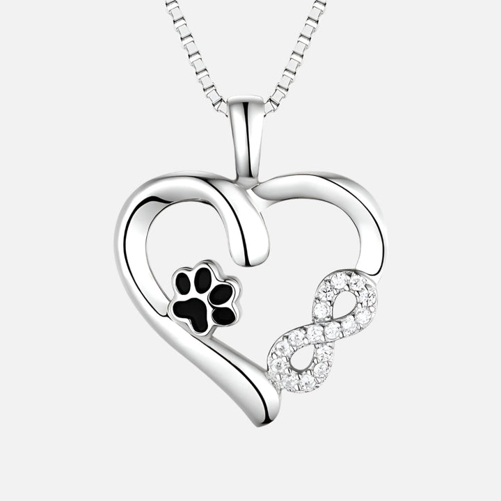 Collana con ciondolo a forma di zampa e cuore con charm infinito