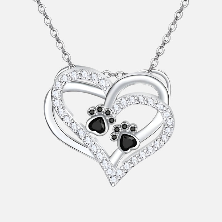 Collana con cuore e zampa di cane con zirconi
